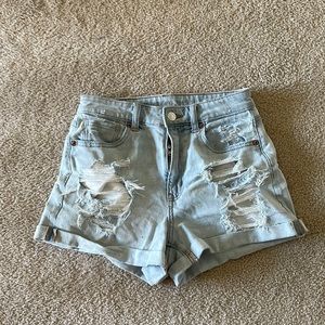 Light wash jean shorts